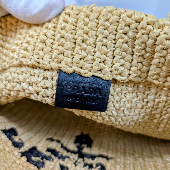 Prada Natural/Beige Small Woven Raffia Tote - Picture 10 of 13